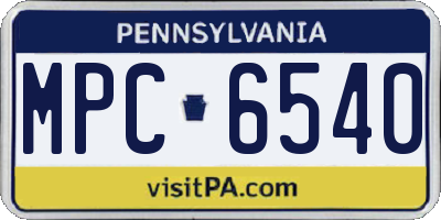 PA license plate MPC6540
