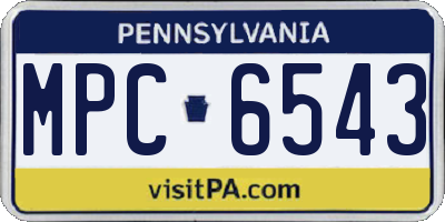 PA license plate MPC6543