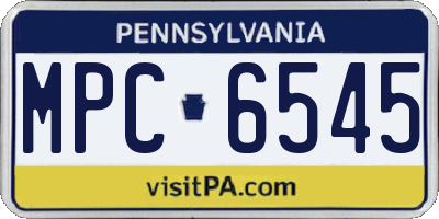 PA license plate MPC6545