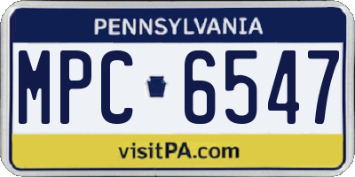 PA license plate MPC6547