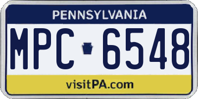 PA license plate MPC6548