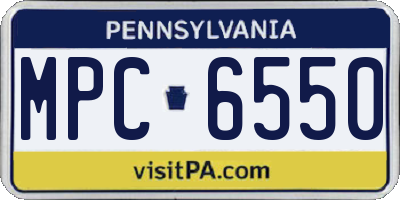 PA license plate MPC6550