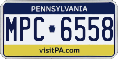 PA license plate MPC6558