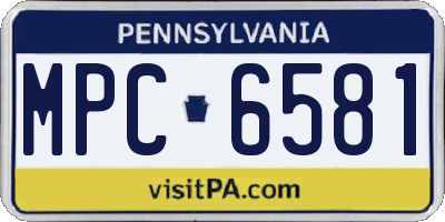 PA license plate MPC6581