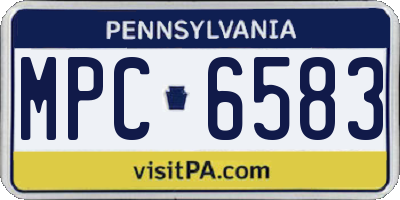 PA license plate MPC6583
