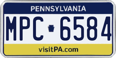 PA license plate MPC6584