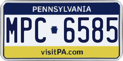 PA license plate MPC6585