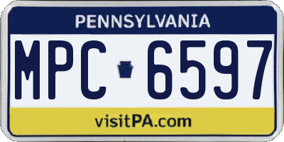PA license plate MPC6597