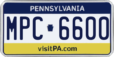 PA license plate MPC6600