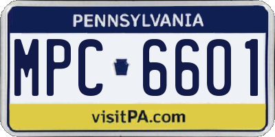 PA license plate MPC6601
