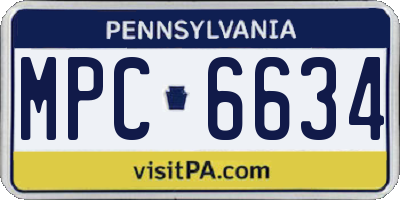 PA license plate MPC6634