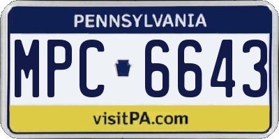PA license plate MPC6643