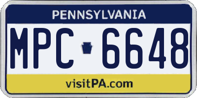 PA license plate MPC6648