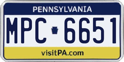 PA license plate MPC6651