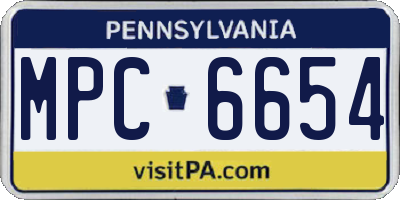 PA license plate MPC6654