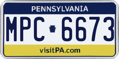 PA license plate MPC6673