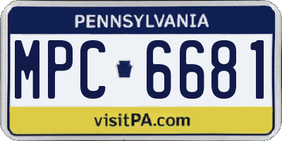 PA license plate MPC6681