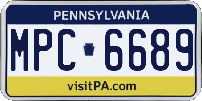 PA license plate MPC6689