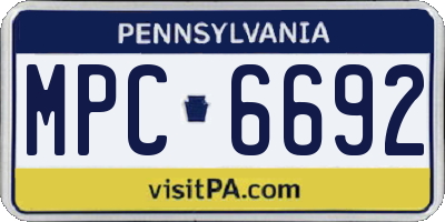 PA license plate MPC6692