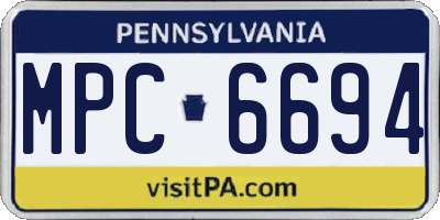 PA license plate MPC6694