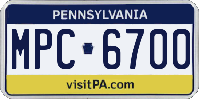 PA license plate MPC6700