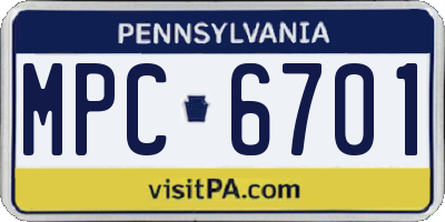 PA license plate MPC6701