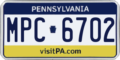 PA license plate MPC6702