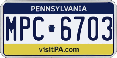 PA license plate MPC6703