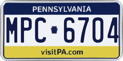 PA license plate MPC6704