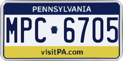PA license plate MPC6705