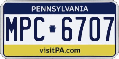 PA license plate MPC6707