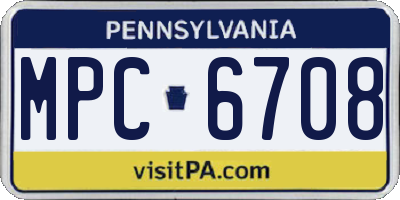 PA license plate MPC6708