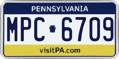 PA license plate MPC6709