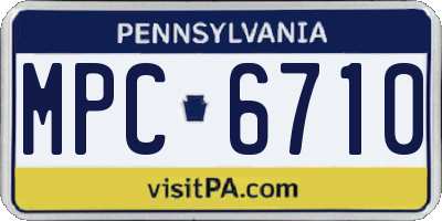 PA license plate MPC6710
