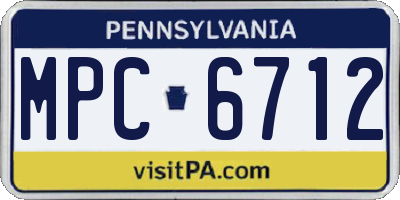 PA license plate MPC6712