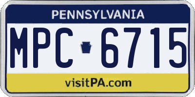 PA license plate MPC6715