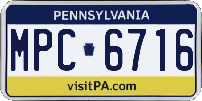 PA license plate MPC6716
