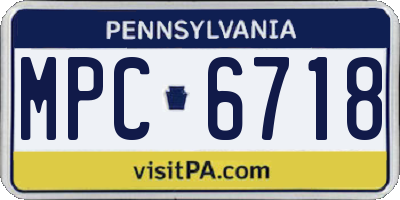 PA license plate MPC6718