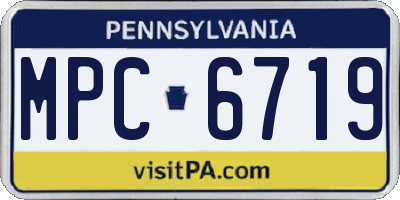 PA license plate MPC6719