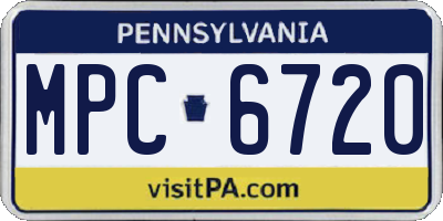 PA license plate MPC6720