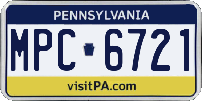 PA license plate MPC6721