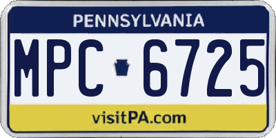 PA license plate MPC6725