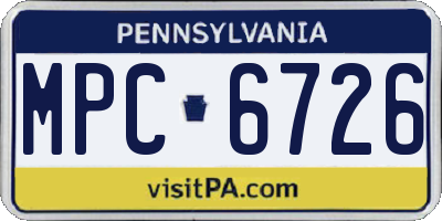 PA license plate MPC6726