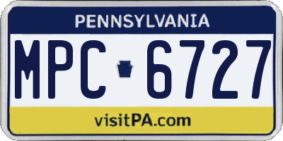 PA license plate MPC6727