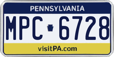 PA license plate MPC6728