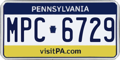 PA license plate MPC6729