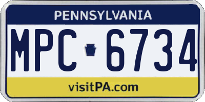 PA license plate MPC6734