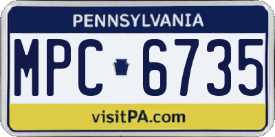 PA license plate MPC6735