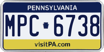 PA license plate MPC6738