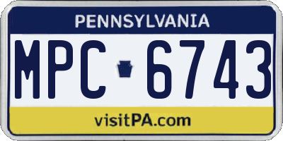 PA license plate MPC6743
